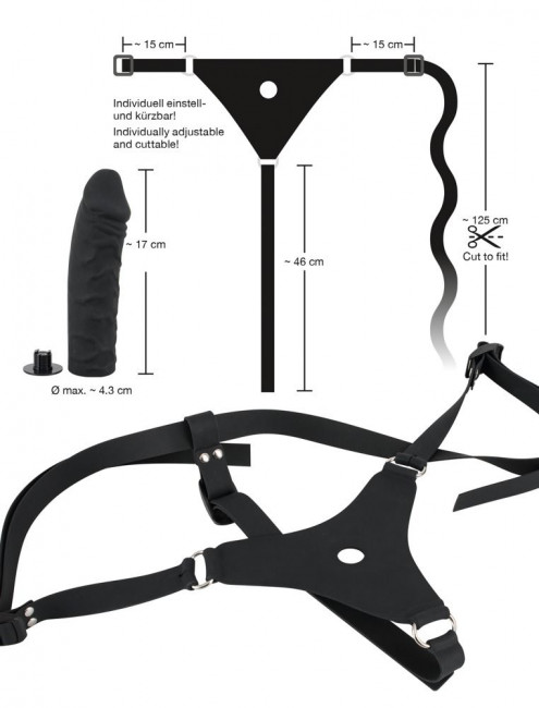 Силиконовый страпон на регулируемых ремешках Silicone Strap-On - 17 см., Orion