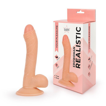 Фаллоимитатор с мошонкой Erowoman телесного цвета, Bior toys