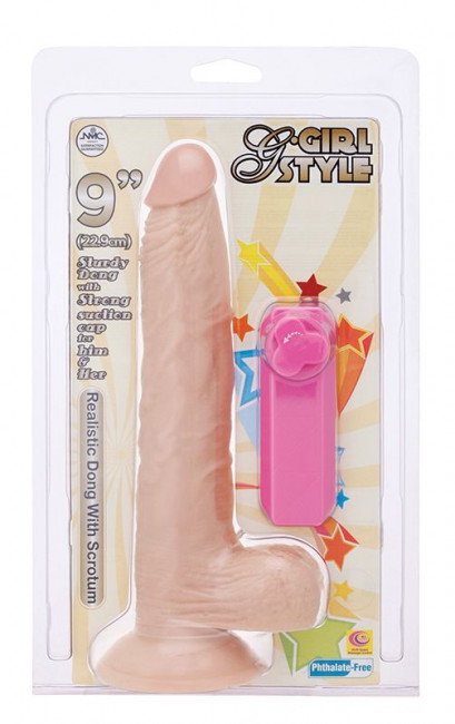 Телесный вибромассажёр на присоске G-GIRL STYLE 9INCH VIBRATING DONG - 22,9 см., NMC Телесный вибромассажёр на присоске G-GIRL STYLE 9INCH VIBRATING DONG - 22,9 см., NMC