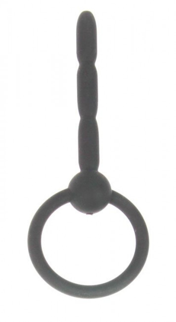 Чёрный уретральный стимулятор с колечком-ограничителем - 6 см., Bior toys