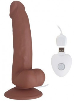 Коричневый вибратор SEDUCER 20 Function Spirited Dick - 19 см.