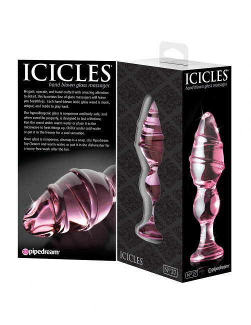 Стеклянный анальный стимулятор ICICLES №27 - 14 см., Pipedream
