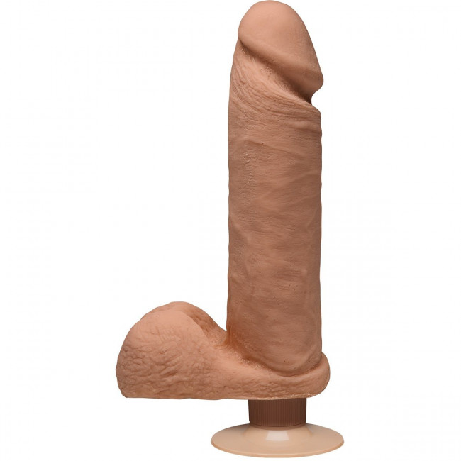Телесный вибромассажер-реалистик на присоске Perfect D Vibrating 8" - 23 см., Doc Johnson