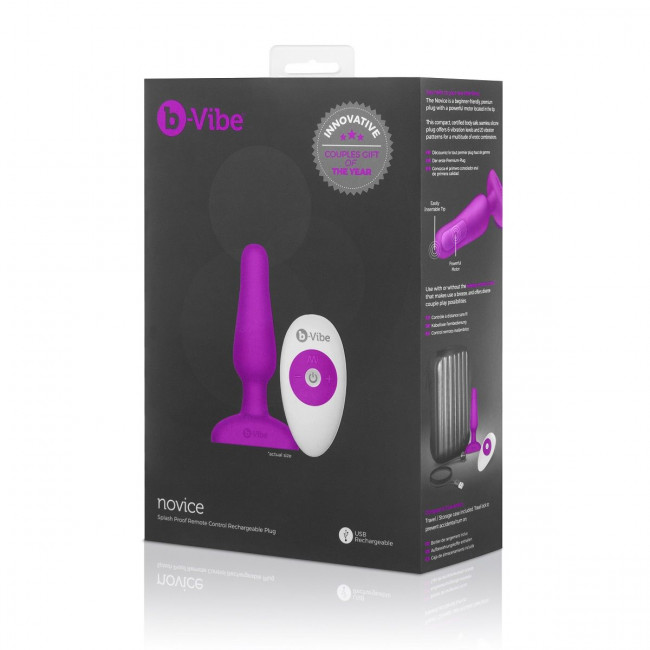 Анальная вибропробка NOVICE REMOTE CONTROL PLUG FUCHSIA - 10,2 см., b-Vibe