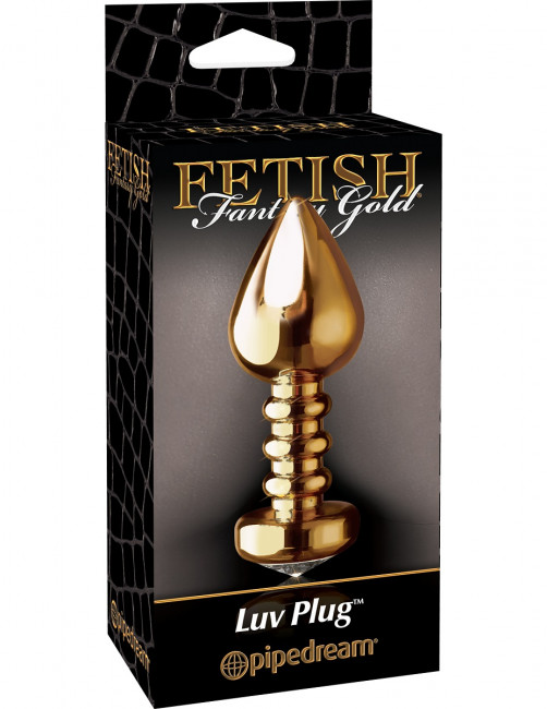 Золотистая анальная пробка с кристаллом Luv Plug - 10,1 см., Pipedream Золотистая анальная пробка с кристаллом Luv Plug - 10,1 см., Pipedream