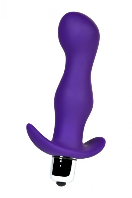 Фиолетовая изогнутая анальная вибропробка - 12,9 см., A-toys Фиолетовая изогнутая анальная вибропробка - 12,9 см., A-toys