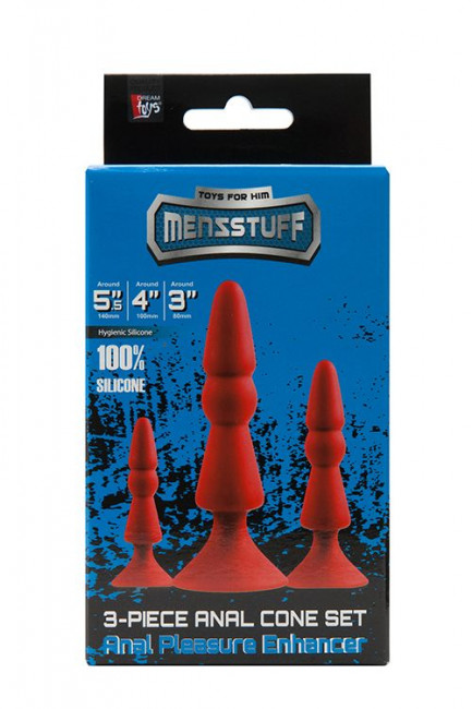 Набор из красных анальных силиконовых втулок MENZSTUFF 3-PIECE ANAL CONE SET, Dream Toys Набор из красных анальных силиконовых втулок MENZSTUFF 3-PIECE ANAL CONE SET, Dream Toys