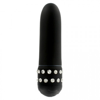 Чёрный вибратор Diamond Black Petit с кристаллами - 11,5 см., Toy Joy
