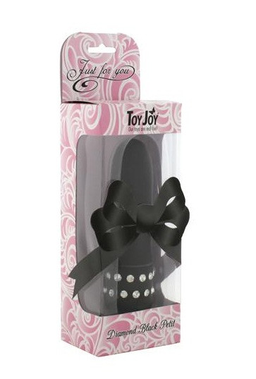 Чёрный вибратор Diamond Black Petit с кристаллами - 11,5 см., Toy Joy
