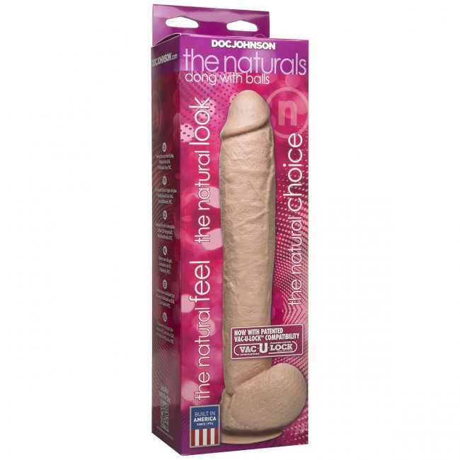 Фаллоимитатор большого размера The Naturals Vac-U-Lock Removable Suction Cup 12" Dong with Balls - 29,5 см., Doc Johnson Фаллоимитатор большого размера The Naturals Vac-U-Lock Removable Suction Cup 12" Dong with Balls - 29,5 см., Doc Johnson