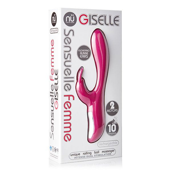 Розовый силиконовый вибратор GISELLE RABBIT со стимулятором клитора - 22,1 см. Розовый силиконовый вибратор GISELLE RABBIT со стимулятором клитора - 22,1 см.