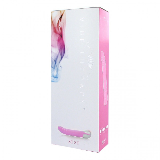 Розовый вибромассажер Zest с загнутой головкой с рёбрышками - 23 см., Vibe Therapy
