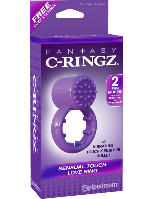 Фиолетовое эрекционное кольцо с вибрацией Sensual Touch Love Ring, Pipedream