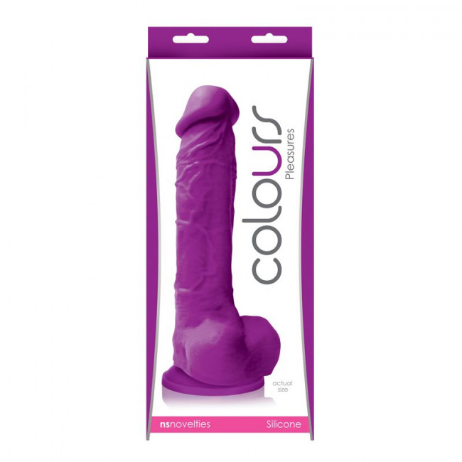 Фиолетовый фаллоимитатор Colours Pleasures на присоске - 25 см., NS Novelties
