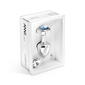 Серебристый анальный плаг с двумя заменяемыми кристаллами на магните Anni Magnet Silver T1 - 6 см., DIOGOL