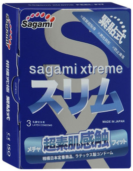 Розовые презервативы Sagami Xtreme Feel Fit 3D - 3 шт., Sagami