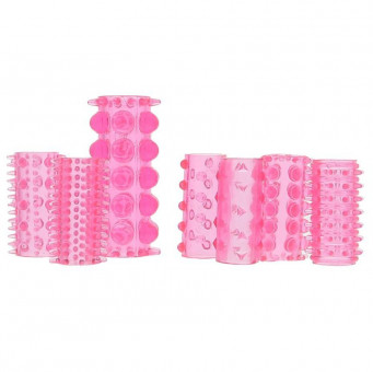 Набор из 7 розовых насадок на пенис ONE-A-DAY PENIS SLEEVES PINK, Seven Creations