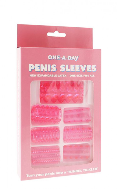 Набор из 7 розовых насадок на пенис ONE-A-DAY PENIS SLEEVES PINK, Seven Creations