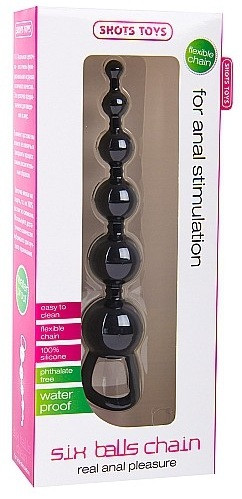 Чёрная анальная цепочка Six Balls Chain - 18,5 см., Shots Media BV Чёрная анальная цепочка Six Balls Chain - 18,5 см., Shots Media BV