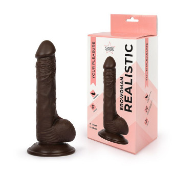 Реалистичный фаллоимитатор Erowoman коричневого цвета, Bior toys