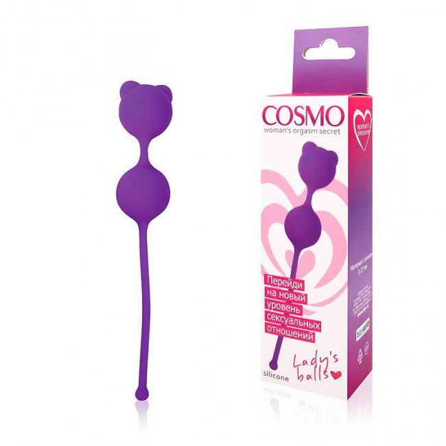 Фиолетовые вагинальные шарики с ушками Cosmo, Bior toys