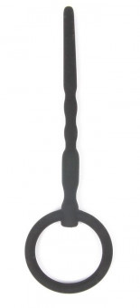 Чёрный уретральный стимулятор с колечком-ограничителем - 9,5 см., Bior toys