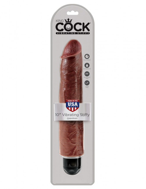 Коричневый вибратор-реалистик 10" Vibrating Stiffy - 30,5 см., Pipedream