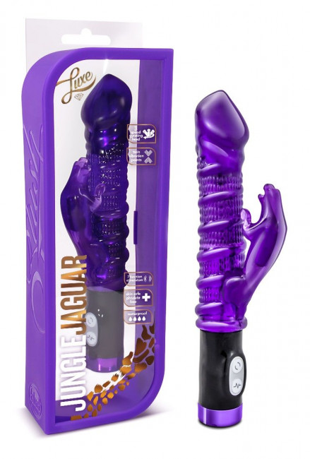 Фиолетовый вибратор с ребрами Luxe Jungle Jaguar - 26 см., Blush Novelties Фиолетовый вибратор с ребрами Luxe Jungle Jaguar - 26 см., Blush Novelties