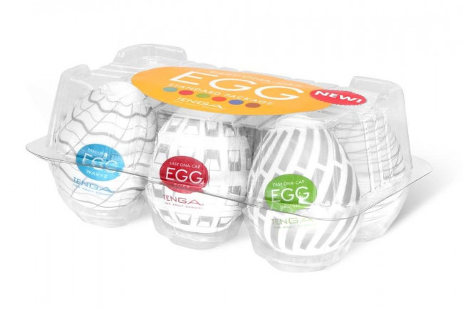 Набор из 6 мастурбаторов Tenga EGG Easy Beat с различным рельефом Набор из 6 мастурбаторов Tenga EGG Easy Beat с различным рельефом