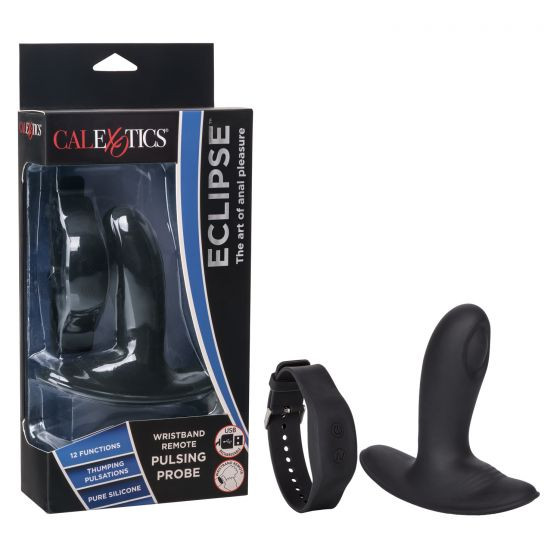 Черный массажер простаты с пультом-браслетом Eclipse Wristband Remote Pulsing Probe - 11,5 см., California Exotic Novelties Черный массажер простаты с пультом-браслетом Eclipse Wristband Remote Pulsing Probe - 11,5 см., California Exotic Novelties