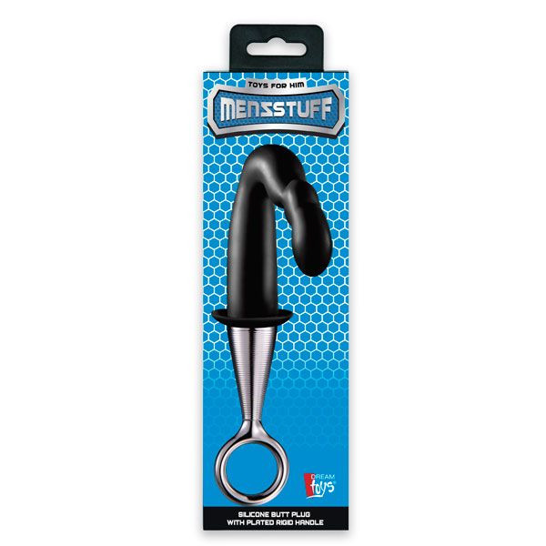 Чёрный изогнутый анальный плаг PROSTATE PLUG PLATED HANDLE, Dream Toys Чёрный изогнутый анальный плаг PROSTATE PLUG PLATED HANDLE, Dream Toys
