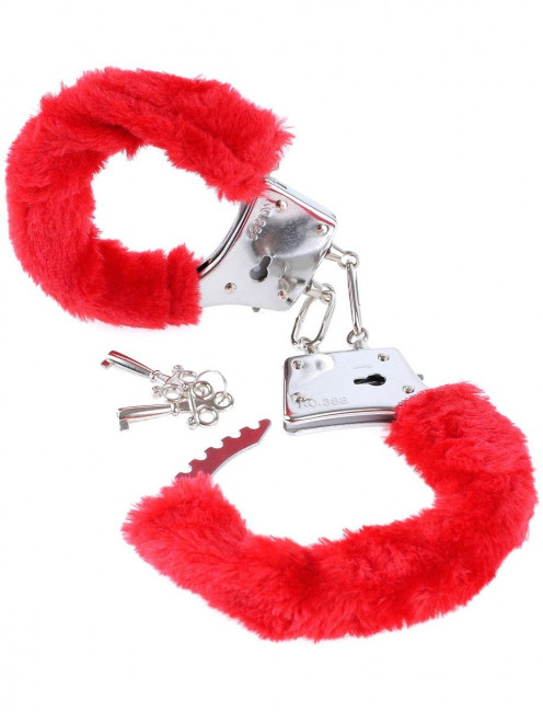 Наручники с красным мехом Beginners Furry Cuffs, Pipedream Наручники с красным мехом Beginners Furry Cuffs, Pipedream