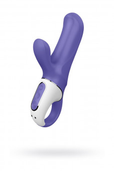 Фиолетовый вибратор Satisfyer Vibes Magic Bunny с клиторальным отростком - 17,6 см., Satisfyer