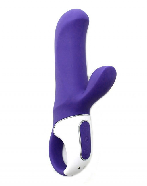 Фиолетовый вибратор Satisfyer Vibes Magic Bunny с клиторальным отростком - 17,6 см., Satisfyer