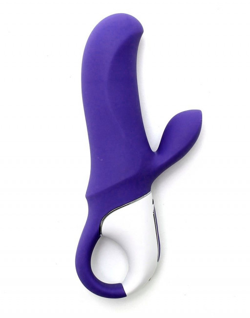 Фиолетовый вибратор Satisfyer Vibes Magic Bunny с клиторальным отростком - 17,6 см., Satisfyer