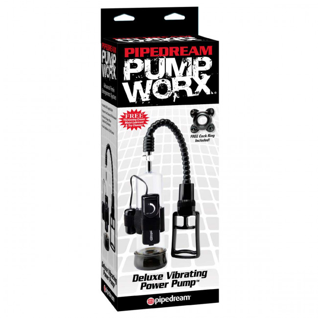 Мужская вакуумная помпа с вибрацией Deluxe Vibrating Power Pump - 20 см., Pipedream Мужская вакуумная помпа с вибрацией Deluxe Vibrating Power Pump - 20 см., Pipedream