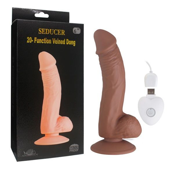 Коричневый вибратор SEDUCER 20 Function Veined Dong - 20 см. Коричневый вибратор SEDUCER 20 Function Veined Dong - 20 см.