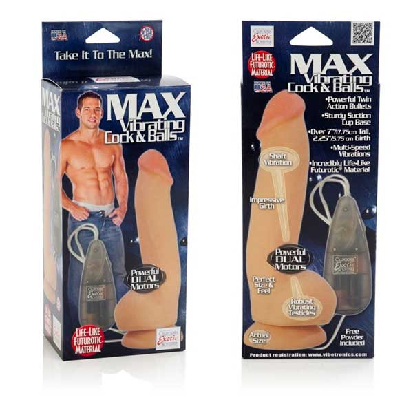 Реалистичный вибратор Max Vibrating Cock & Balls - 20 см., California Exotic Novelties Реалистичный вибратор Max Vibrating Cock & Balls - 20 см., California Exotic Novelties