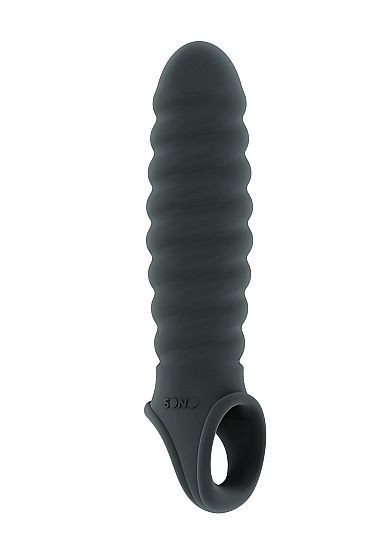 Серая ребристая насадка Stretchy Penis Extension No.32, Shots Media BV Серая ребристая насадка Stretchy Penis Extension No.32, Shots Media BV