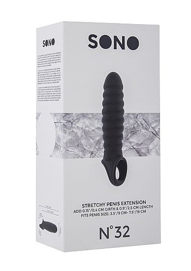 Серая ребристая насадка Stretchy Penis Extension No.32, Shots Media BV Серая ребристая насадка Stretchy Penis Extension No.32, Shots Media BV