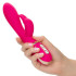 Розовый силиконовый вибратор с клиторальным отростком Signature Silicone Ultra-Soft Rabbit - 22,75 см., California Exotic Novelties