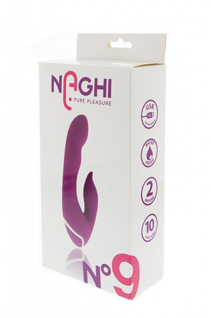 Фиолетовый вибратор с клиторальным отростком NAGHI NO.9 - 19 см., Tonga