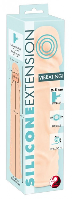 Телесная удлиняющая насадка с вибрацией Silicone Extension Vibrating - 19 см., Orion Телесная удлиняющая насадка с вибрацией Silicone Extension Vibrating - 19 см., Orion