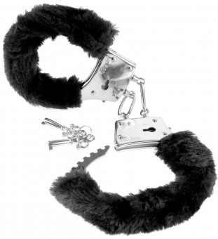 Меховые чёрные наручники Beginner's Furry Cuffs, Pipedream