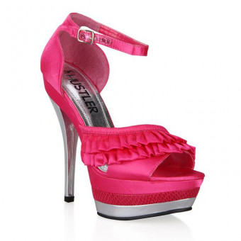Босоножки с серебристым каблуком Fuchsia, Hustler Shoes