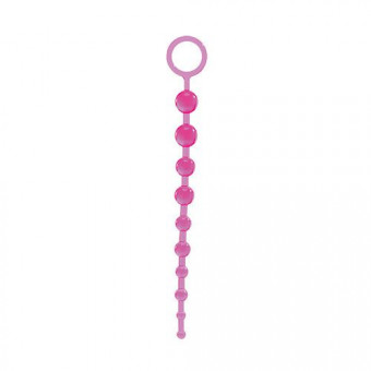 Розовая анальная цепочка с 10 шариками JAMMY JELLY ANAL 10 BEADS - 32 см., Toyz4lovers