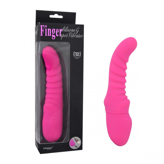 Розовый вибратор Rechargeable G Curve - 20 см. , Erokay Розовый вибратор Rechargeable G Curve - 20 см. , Erokay