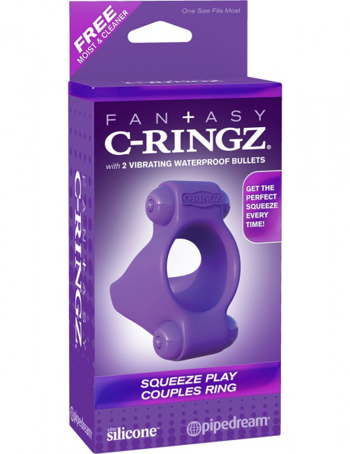 Эрекционное кольцо с двумя виброэлементами Squeeze Play Couples Ring, Pipedream
