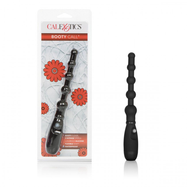 Черная анальная цепочка с вибрацией Booty Call Booty Flexer - 14,5 см., California Exotic Novelties