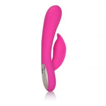 Розовый перезаряжаемый вибромассажер Embrace Massaging Tickle с движущимся шариком, California Exotic Novelties